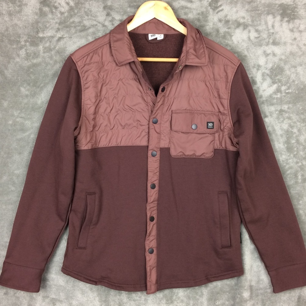 TenTree Shacket Jacket Men's Medium Snap Front‎ Long Sleeve Quilted Brown